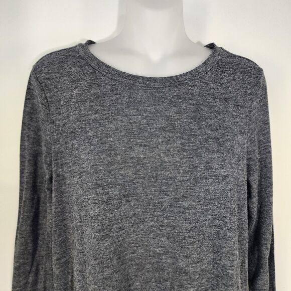 Loft Tee Women’s Size Medium Long Sleeve Knit Peplum Heathered Gray Stretch - Picture 3 of 8